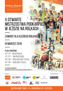 Oficjalny Plakat X Otwartych Mistrzostw Podkarpacia w jeździe na rolkach